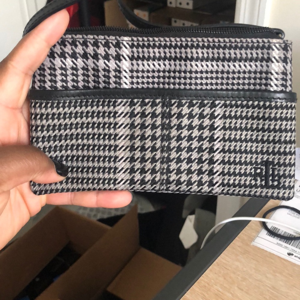 Lauren by Ralph Lauren Zipped Houndstooth Clutch